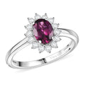 D'Joy Orissa Rhodolite Garnet White Zircon Ring in Rhodium Over Sterling Silver 1.42 (Size 5.0) 1.46 ctw - Sticky add to cart bar