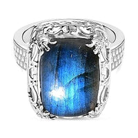 D'Joy Labradorite 7.38 ctw Fancy Ring in Rhodium Over Sterling Silver (Size 6.5)