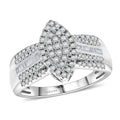 D'Joy Blue Diamond (IR) Ring in Rhodium Over Sterling Silver (Size 10.0) 0.50 ctw - Sticky add to cart bar