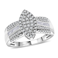 D'Joy Blue Diamond (IR) Ring in Rhodium Over Sterling Silver (Size 10.0) 0.50 ctw