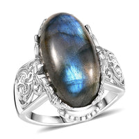 EverTrue Malagasy Labradorite Ring in Platinum Bond (Size 10.0) 9.60 ctw