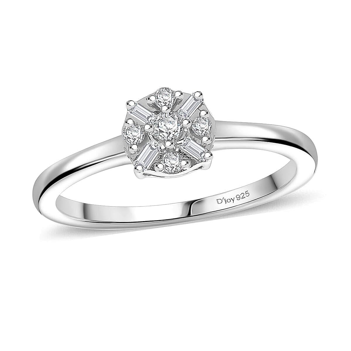 Doorbuster D'Joy Diamond Ring in Rhodium Over Sterling Silver (Size 10.0) 0.15 ctw