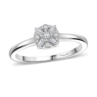 Doorbuster D'Joy Diamond Ring in Rhodium Over Sterling Silver (Size 10.0) 0.15 ctw