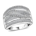 D'Joy Diamond Bridge Over Ring in Rhodium Over Sterling Silver (Size 8.0) 1.00 ctw - Sticky add to cart bar