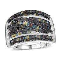 D'Joy Diamond Bridge Over Ring in Rhodium Over Sterling Silver (Size 8.0) 1.00 ctw