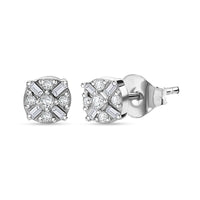 Doorbuster D'Joy Diamond Stud Earrings in Rhodium Over Sterling Silver 0.15 ctw