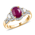 D'Joy AAA Royal Ruby, Moissanite Ring in 18K Vermeil YG Over Sterling Silver (Size 10.0) 2.35 ctw - Sticky add to cart bar