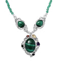 EverTrue African Malachite and Multi Gemstone 45.30 ctw Blooming Garden Necklace in Platinum Bond 18 Inches - Sticky add to cart bar