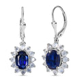 D'Joy Premium Kashmir Kyanite and Rainbow Moonstone 3.00 ctw Moonlit Halo Earrings in Rhodium Over Sterling Silver - Sticky add to cart bar