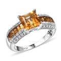 GP Premium Brazilian Citrine and White Zircon 2.65 ctw Ring in Rhodium Over Sterling Silver (Size 7.0) - Sticky add to cart bar