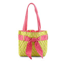 Vegas Closeout OK Green & Pink Polka Dot Quilted Shoulder Bag - Sticky add to cart bar