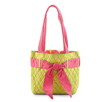 Vegas Closeout OK Green & Pink Polka Dot Quilted Shoulder Bag