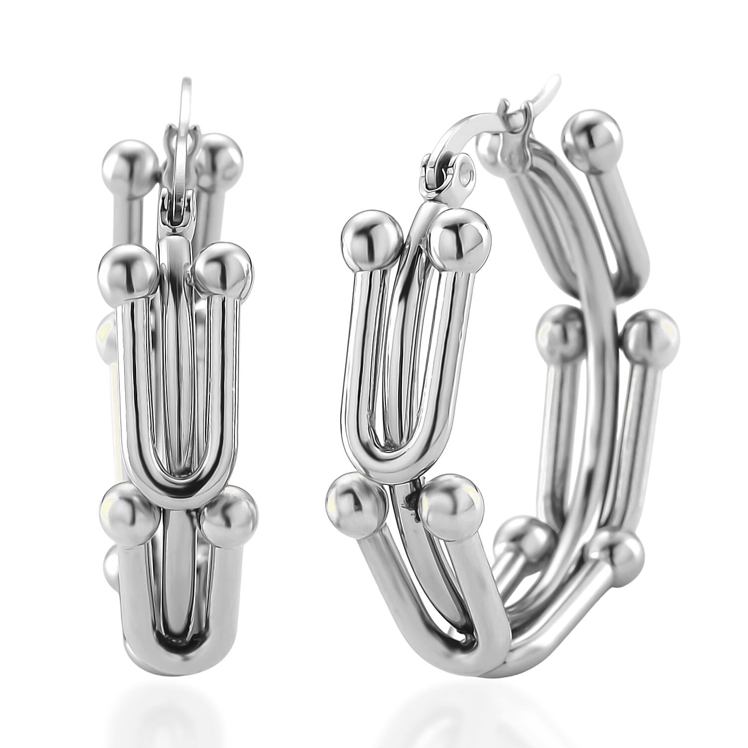U-Link Hoop Earrings in ION Plated YG and Stainless Steel