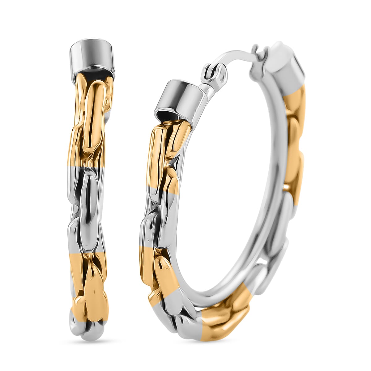TLV Hoop Earrings in ION Plated YG Stainless Steel