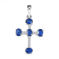 D'Joy Kyanite and Moissanite 1.22 ctw Pendant in Rhodium Over Sterling Silver