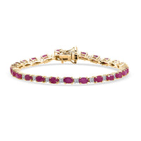 AAA Royal Ruby and Luxuriant Lab Grown Diamond G-H SI 9.75 ctw Bracelet in 18K Vermeil Yellow Gold Over Sterling Silver (7.25 In)