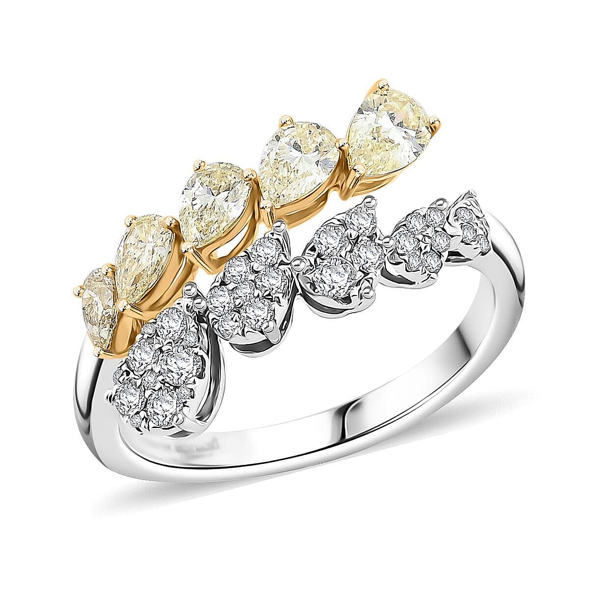 Modani Natural Yellow and White Diamond 1.08 ctw Ring in 950 Platinum and 14K Yellow Gold (Size 10.0) 4.92 Grams