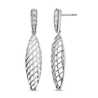 D'Joy Passport to Turkey White Zircon 1.00 ctw Earrings in Rhodium Over Sterling Silver