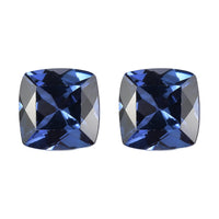 Set of 2 Lab Created Blue Sapphire (Cushion 6x6 mm) 2.50 ctw