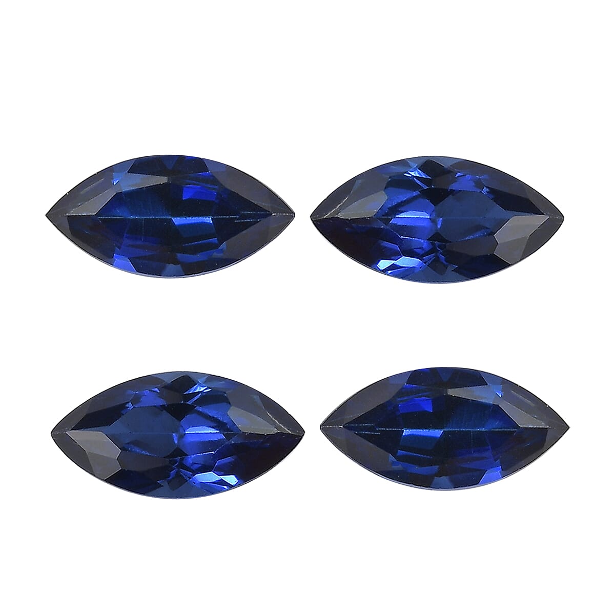 Set of 4 Lab Created Blue Sapphire (Mrq 6x3 mm) 1.08 ctw