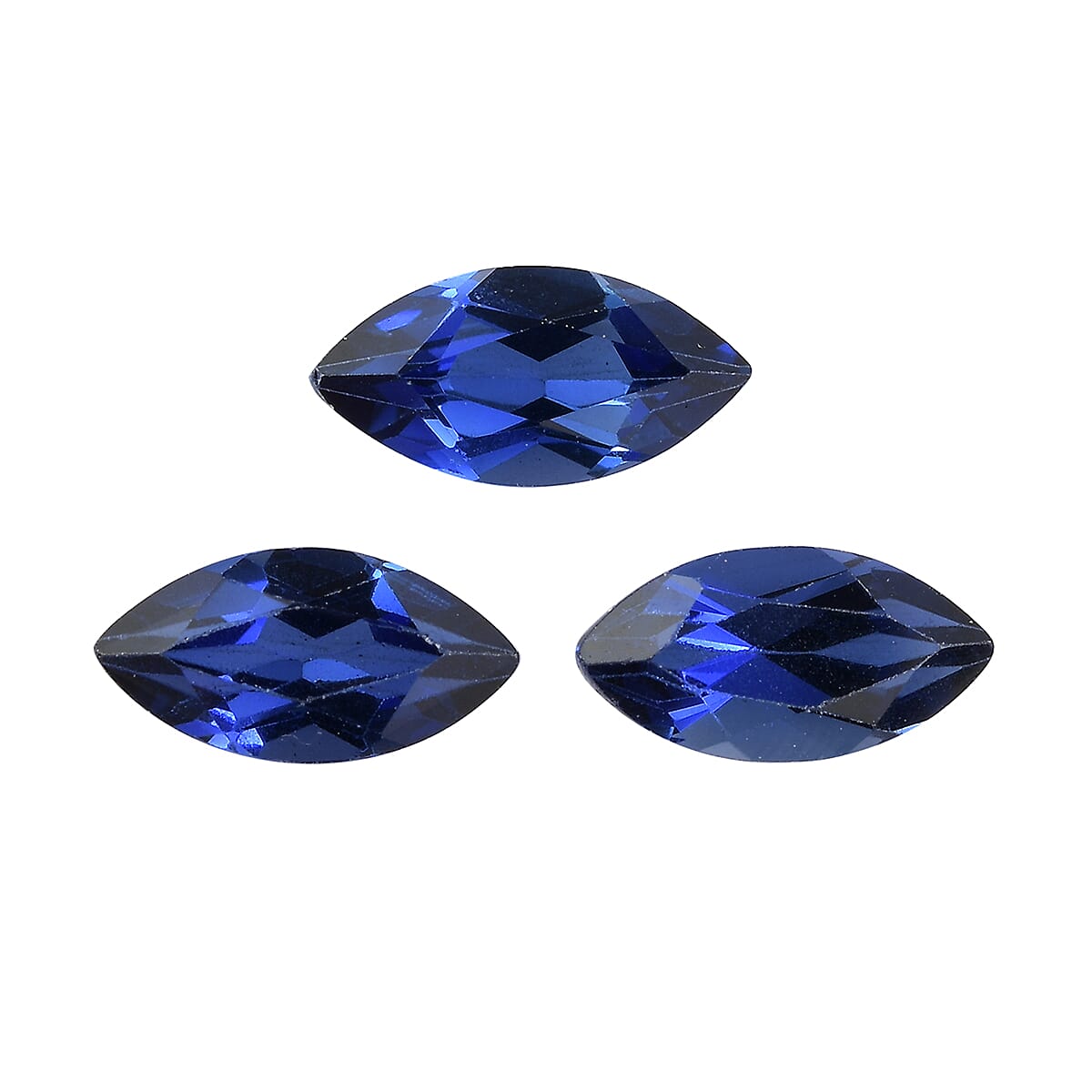 Set of 3 Lab Created Blue Sapphire (Mrq 8x4 mm) 1.92 ctw