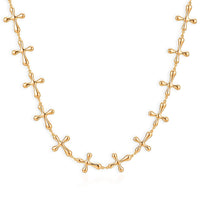 Cross Shape Link Necklace (20-22 Inches) in ION Plated YG Stainless Steel
