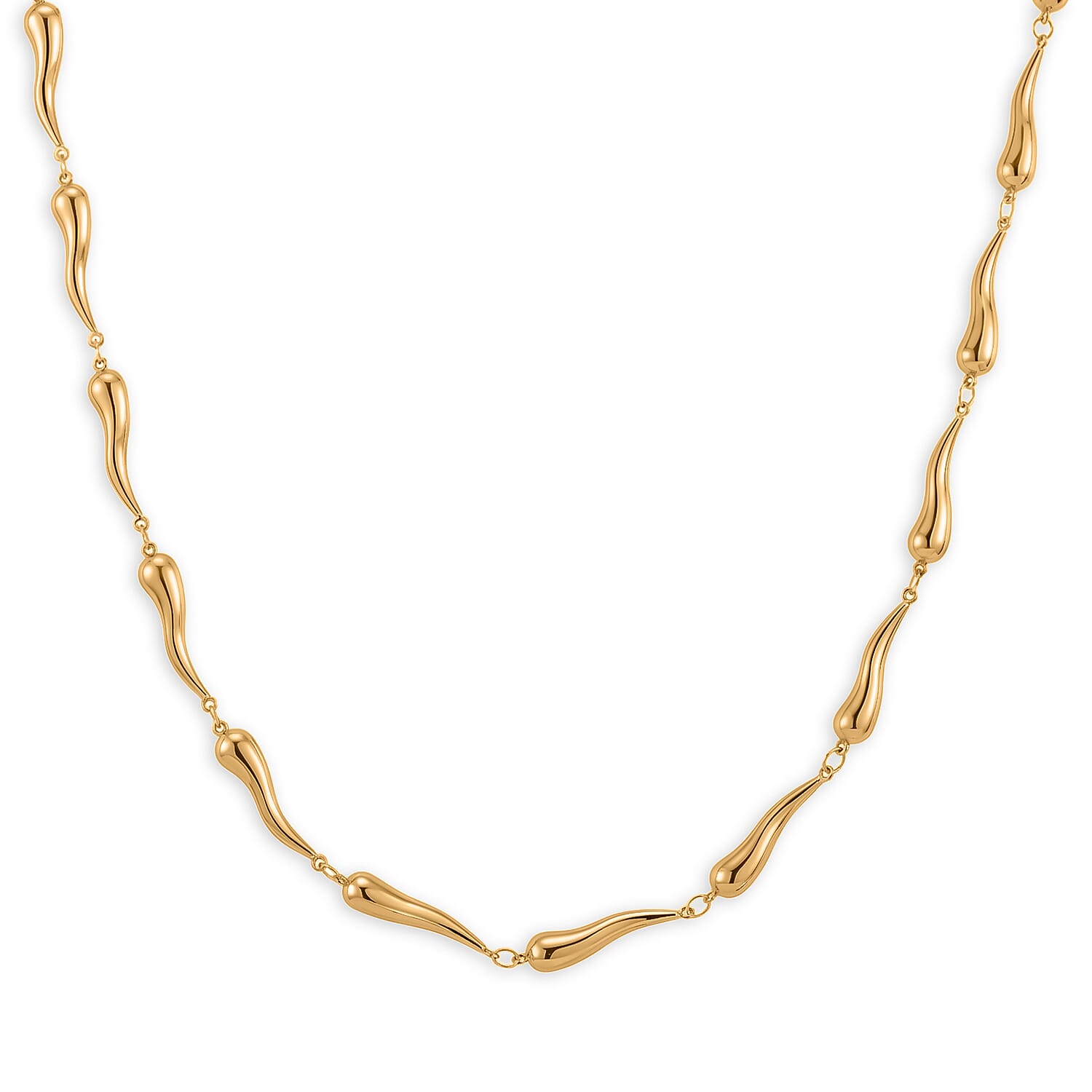Fluid Shape Link Necklace (20-22 Inches) in ION Plated YG Stainless Steel