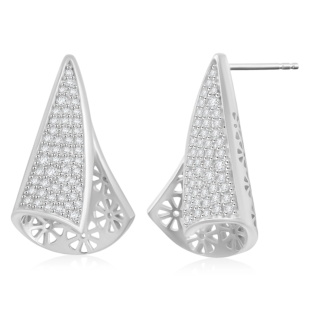D'Joy Passport to Turkey White Zircon 1.15 ctw Earrings in 18K Vermeil Yellow Gold Over Sterling Silver