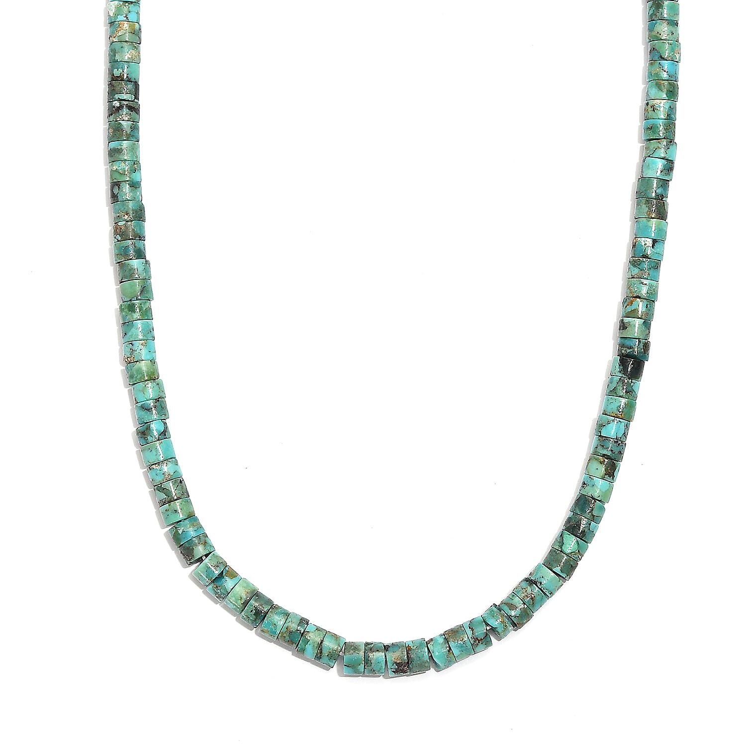 D'Joy Royston Turquoise Beaded Necklace in Rhodium Over Sterling Silver 58.00 ctw (18-20 Inches)