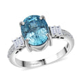 AAA Cambodian Blue Zircon and G-H SI Luxuriant Lab Grown Diamond 4.50 ctw Ring in 10K White Gold (Size 10.0) - Sticky add to cart bar