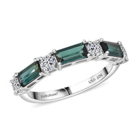 Certified & Appraised Premium Pirineu Lagoon Tourmaline and Luxuriant Diamond G-H SI 1.50 ctw Ring in 10K White Gold (Size 7.5)