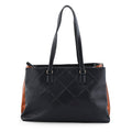 Closeout Loume Black Faux Leather Logo Tote Bag (16"x6.6"x11") - Sticky add to cart bar