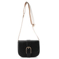 Closeout Loume Black Faux Leather Saddle Crossbody Bag - Sticky add to cart bar