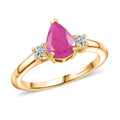 AAA Royal Ruby and Luxuriant Lab Grown Diamond G-H SI 1.70 ctw Ring in 18K Vermeil Yellow Gold Over Sterling Silver - Sticky add to cart bar