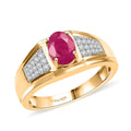 D'Joy AAA Royal Ruby and Diamond 2.00 ctw Men's Ring in 18K Vermeil Yellow Gold Over Sterling Silver - Sticky add to cart bar