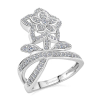 Luxuriant Lab Grown Diamond  Fancy Ring in Rhodium OverSterling Silver 0.75 ctw