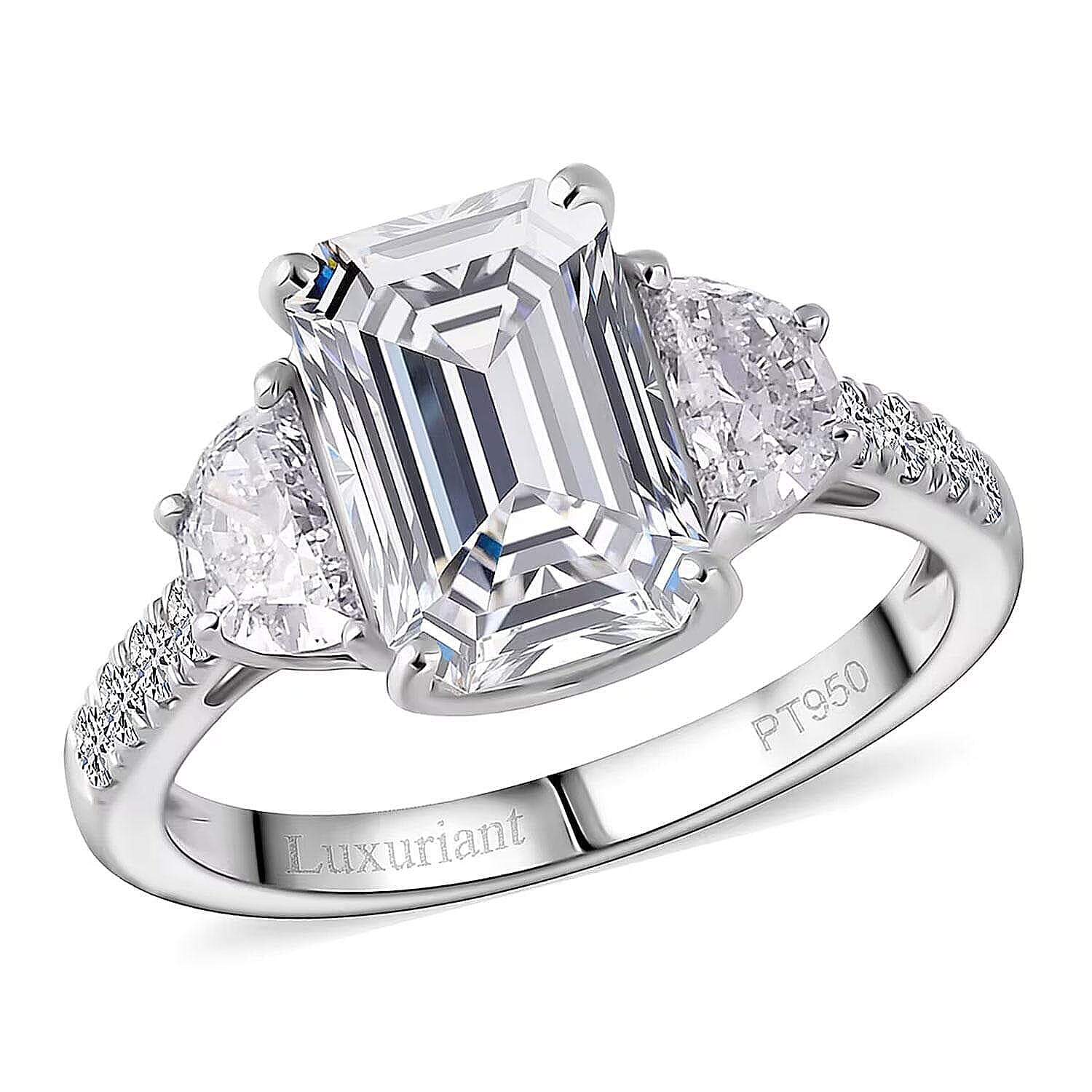 IGI Certified Luxuriant 950 Platinum Luxuriant Lab Grown Diamond (E-F, VS) Ring (Size 10.0) 4.00 ctw