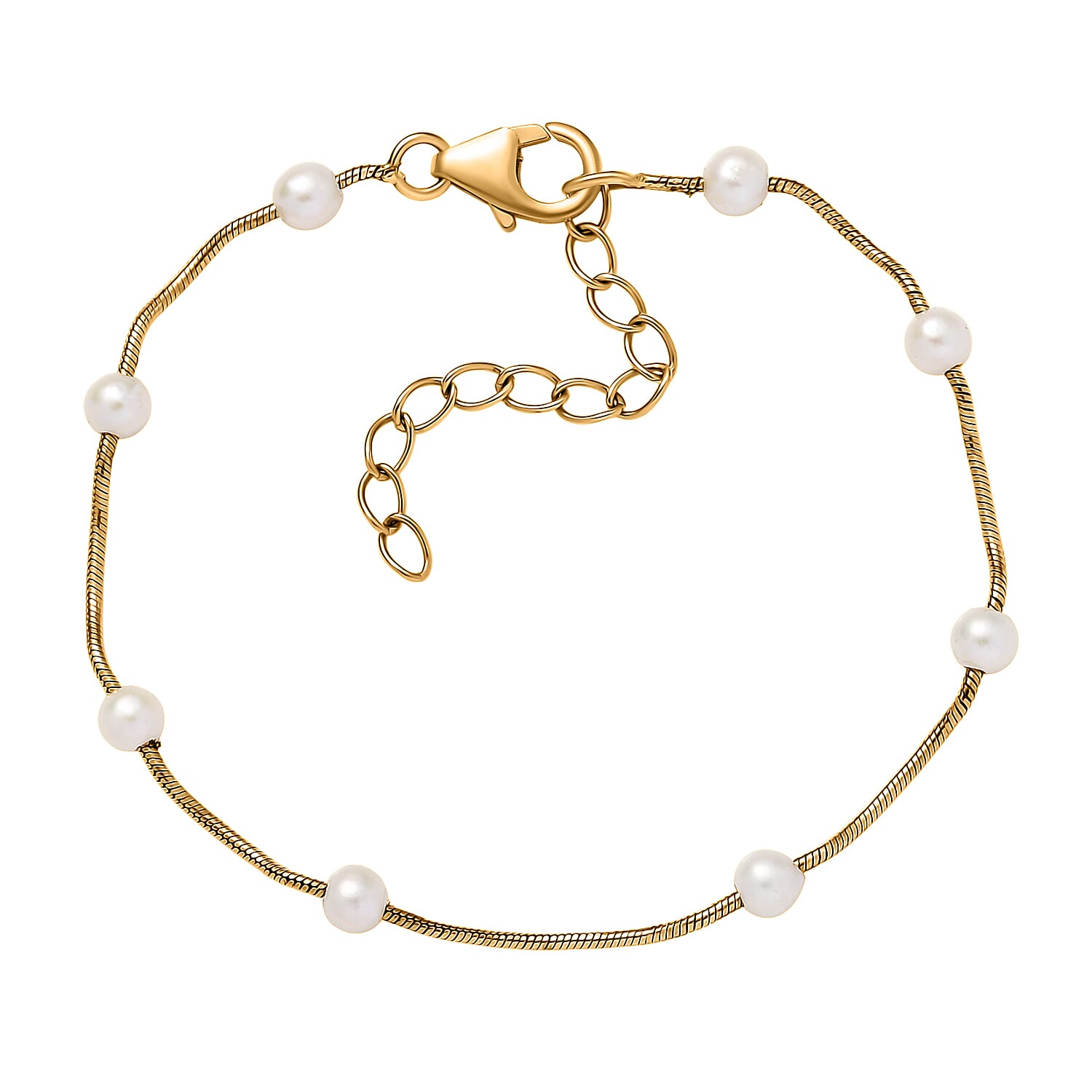 D'Joy Pearl Bracelet in 18K Vermeil Yellow Gold Over Sterling Silver (6.50 In)
