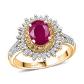 D'Joy AAA Royal Ruby, Yellow Sapphire and Diamond (0.45 cts) Ring in 18K Vermeil YG Over Sterling Silver (Size 10.0) 1.85 ctw - Sticky add to cart bar
