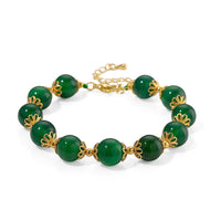Verde Onyx 80.00 ctw Beaded Bracelet in Goldtone (7.50-9.50In)