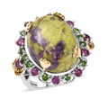 EverTrue Tasmanian Stichtite, Multi Gemstone Ring in 18K YG Plated and Platinum Bond (Size 10.0) 17.25 ctw - Sticky add to cart bar