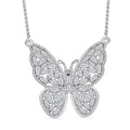 Luxuriant Lab Grown Diamond G-H SI 1.00 ctw Butterfly Necklace in Rhodium Over Sterling Silver 18 Inches - Sticky add to cart bar