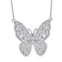 Luxuriant Lab Grown Diamond G-H SI 1.00 ctw Butterfly Necklace in Rhodium Over Sterling Silver 18 Inches
