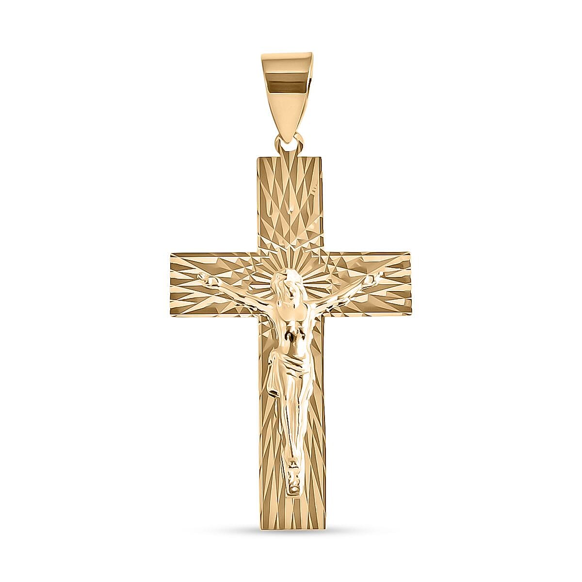 Luxoro Diamond-cut Crucifix Pendant without Chain in 10K Yellow Gold 3.20 Grams