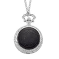 Strada Shungite Japanese Movement Hexagonal Pocket Watch with Chain (36 Inches) in Silvertone 2.00 ctw - Sticky add to cart bar