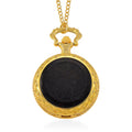 Strada Shungite Japanese Movement Hexagonal Pocket Watch with Chain (36 Inches) in Silvertone 2.00 ctw - Sticky add to cart bar