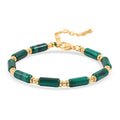 African Malachite 32.00 ctw Bracelet in Goldtone (7.00-9.00In) - Sticky add to cart bar