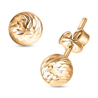 Diamond-cut Ball Stud Earrings in 10K Yellow Gold 0.90 Grams