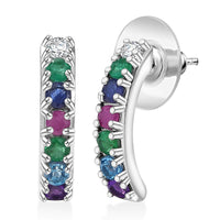 D'Joy Multi Gemstone and Lab Grown Diamond I1 1.50 ctw Earrings in 18K Vermeil Yellow Gold Over Sterling Silver