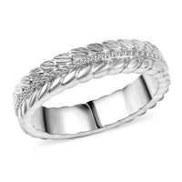 D'Joy Rhodium Over Sterling Silver Feather Band Ring (Size 10.0) (4.75 g)